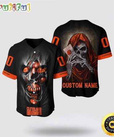 NFL Cleveland Browns Baseball Jersey 3D Personalized Skull Stay Cozy And Stylish