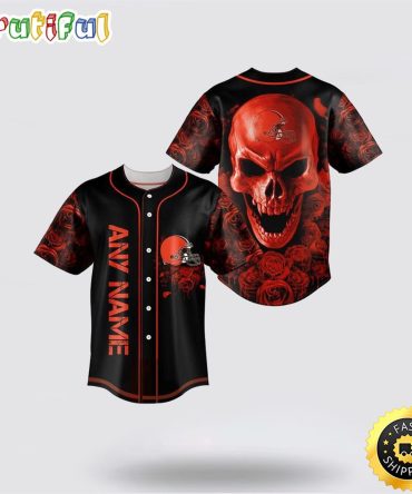 NFL Cleveland Browns Baseball Jersey 3D Personalized Skull Top Quality Fan Apparel