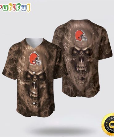 NFL Cleveland Browns Baseball Jersey Skull Unleash Your Team Spirit With Trendy Designs