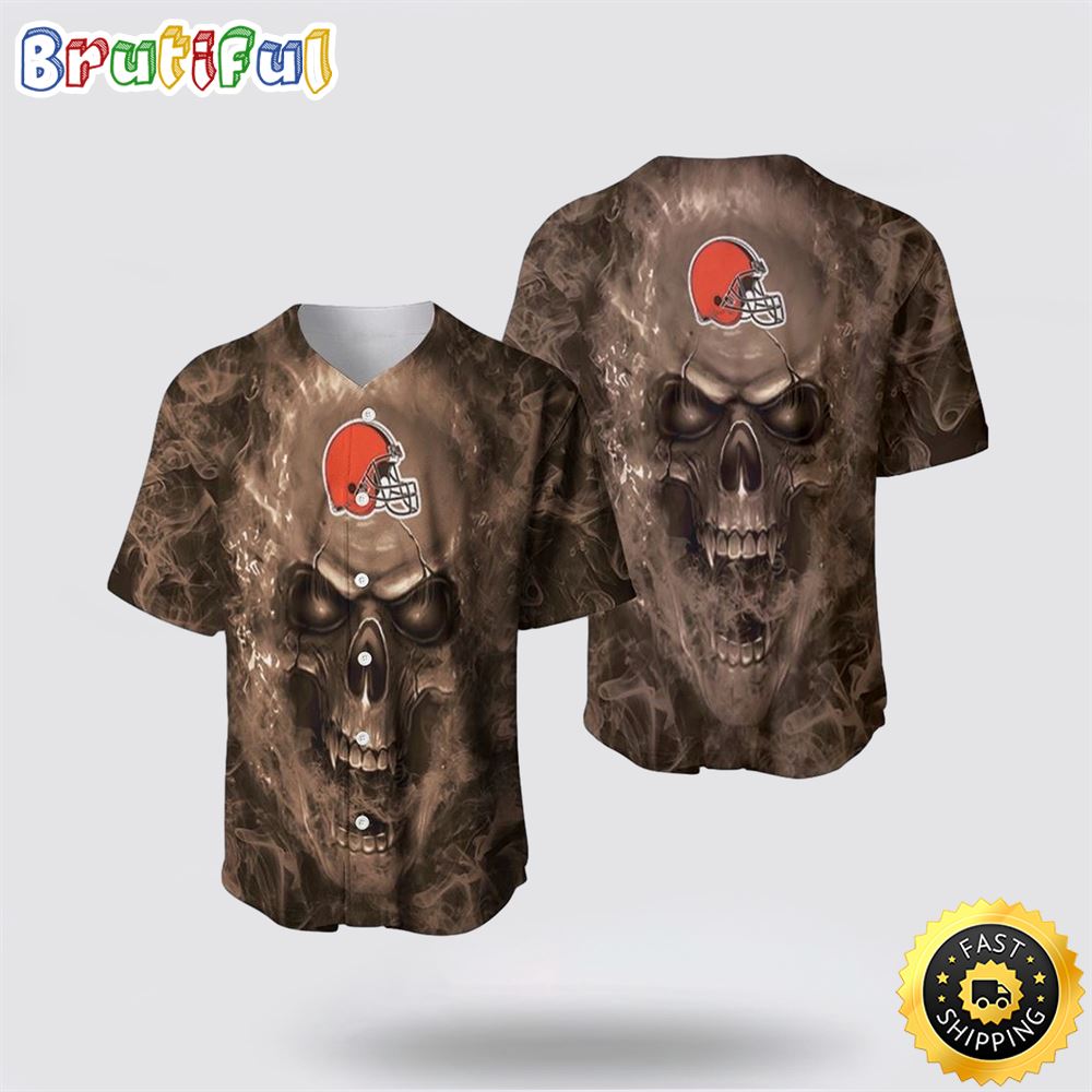 NFL Cleveland Browns Baseball Jersey Skull Unleash Your Team Spirit With Trendy Designs