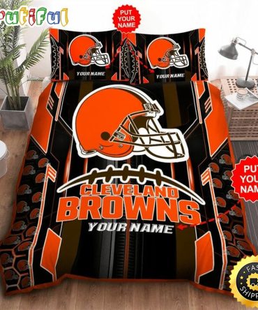 NFL Cleveland Browns Custom Name Orange Bedding Set