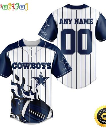 NFL Dallas Cowboys Baseball Jersey 3D Personalized Customization Options Available