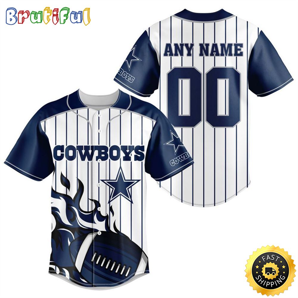 NFL Dallas Cowboys Baseball Jersey 3D Personalized Customization Options Available
