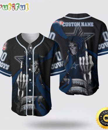 NFL Dallas Cowboys Baseball Jersey 3D Personalized Skull Gear Up For Game Day