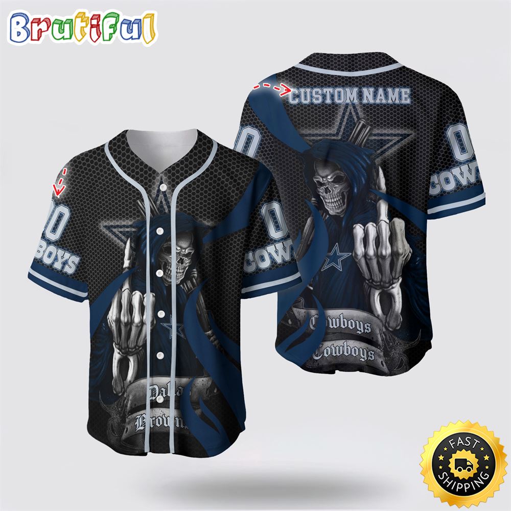 NFL Dallas Cowboys Baseball Jersey 3D Personalized Skull Gear Up For Game Day