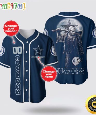 NFL Dallas Cowboys Baseball Jersey 3D Personalized Skull Score Big With Team Spirit