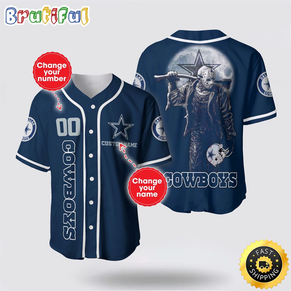 NFL Dallas Cowboys Baseball Jersey 3D Personalized Skull Score Big With Team Spirit