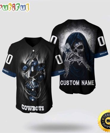 NFL Dallas Cowboys Baseball Jersey 3D Personalized Skull Stay Cozy And Stylish