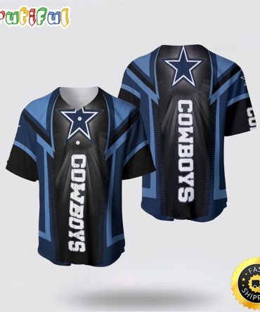 NFL Dallas Cowboys Baseball Jersey American Football Champion Symbol Black Blue Jersey Shirt