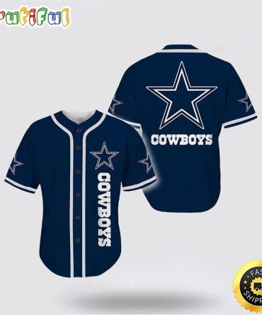 NFL Dallas Cowboys Baseball Jersey American Football Champion Team  Symbol Blue White Jersey Shirt