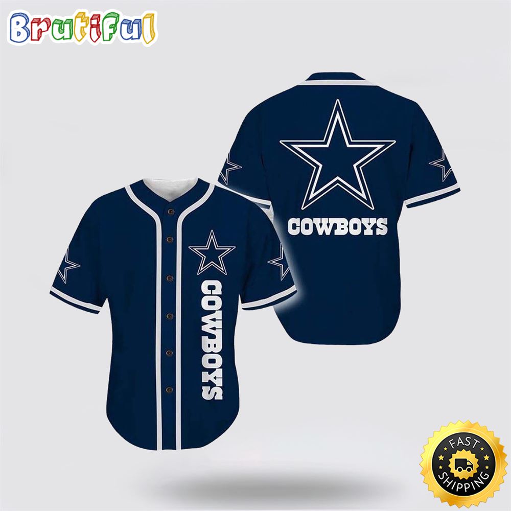 NFL Dallas Cowboys Baseball Jersey American Football Champion Team  Symbol Blue White Jersey Shirt