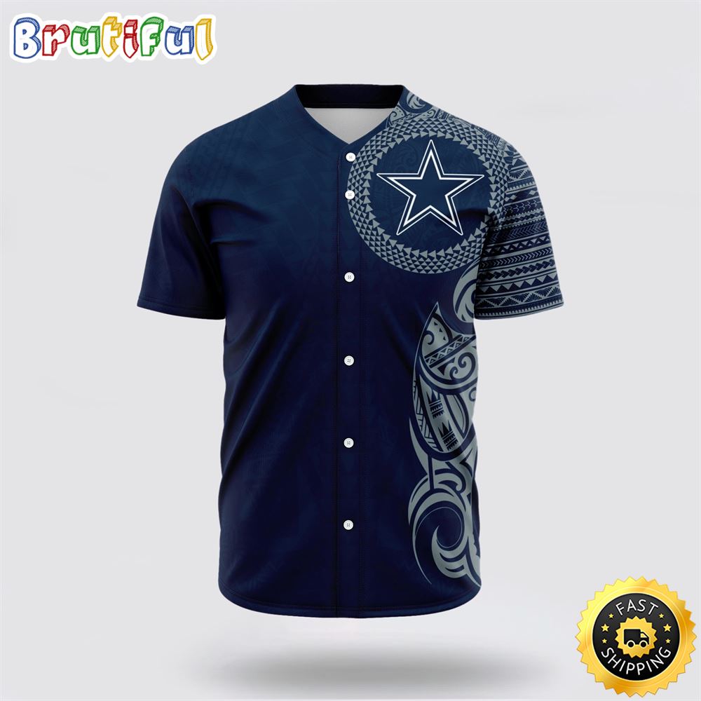 NFL Dallas Cowboys Baseball Jersey American Football  Symbol Polynesian Pattern Blue Jersey Shirt