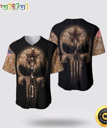 NFL Dallas Cowboys Baseball Jersey Camouflage SkullSummer Gift For Fans