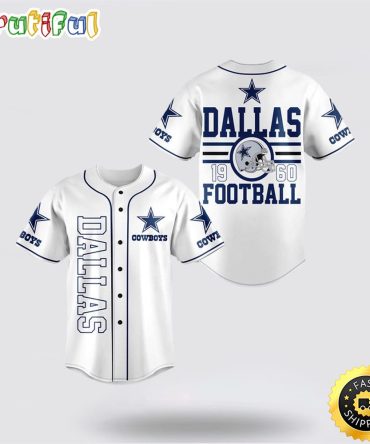 NFL Dallas Cowboys Baseball Jersey Football American Football Team Symbol White Jersey Shirt