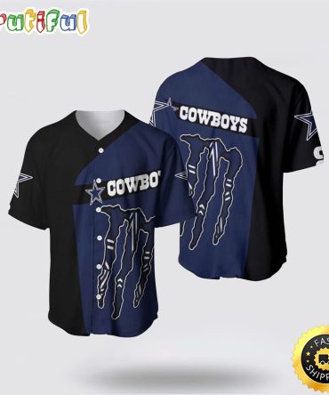 NFL Dallas Cowboys Baseball Jersey Symbol American Football Monster Claws Blue Black Jersey Shirt