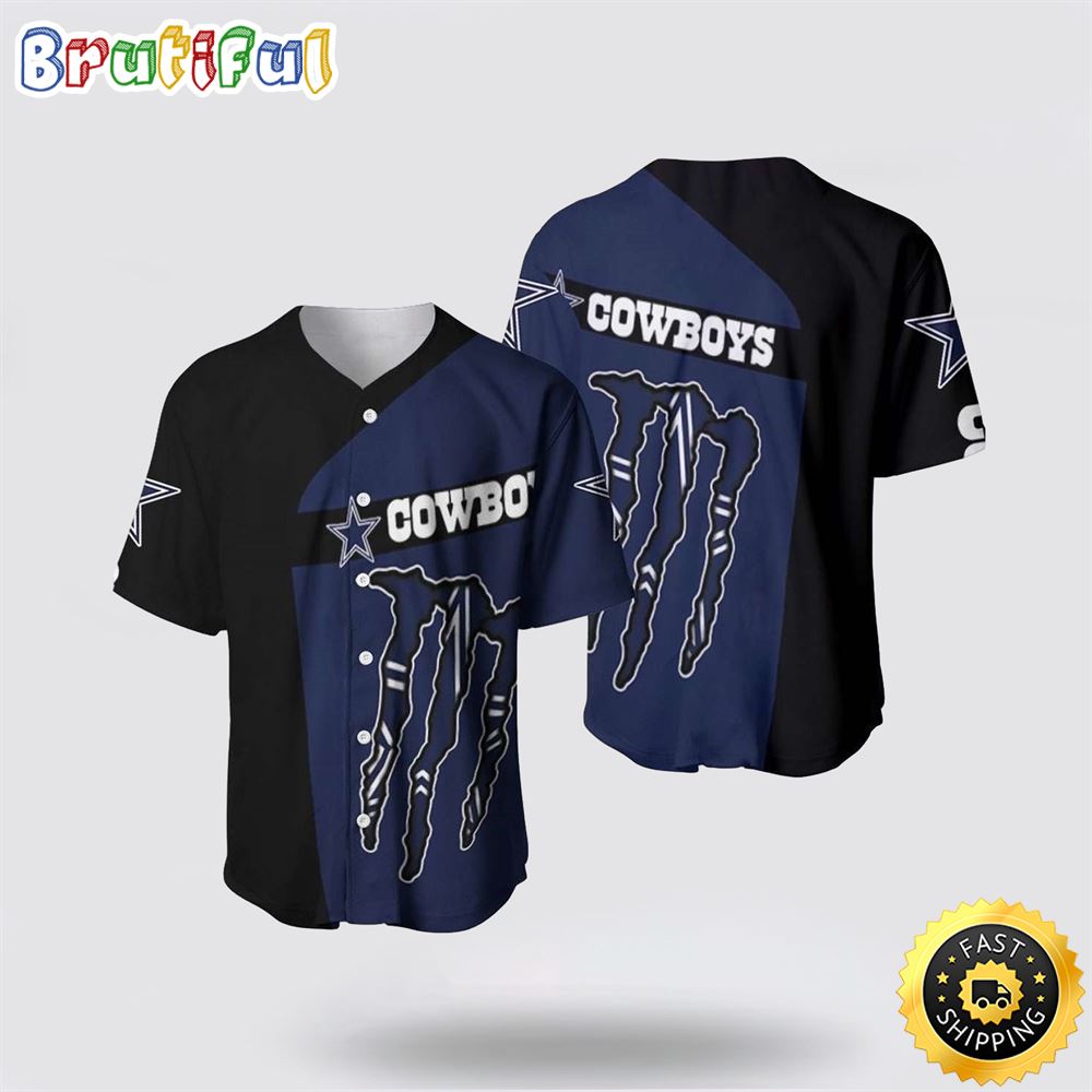 NFL Dallas Cowboys Baseball Jersey Symbol American Football Monster Claws Blue Black Jersey Shirt