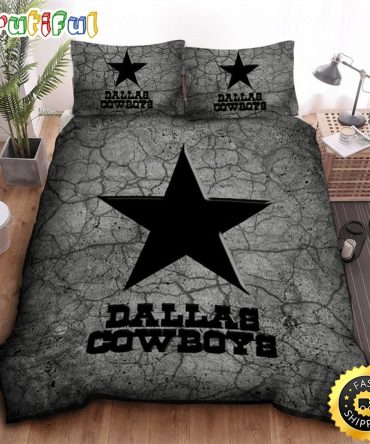 NFL Dallas Cowboys Grey Stone Black Logo Bedding Set