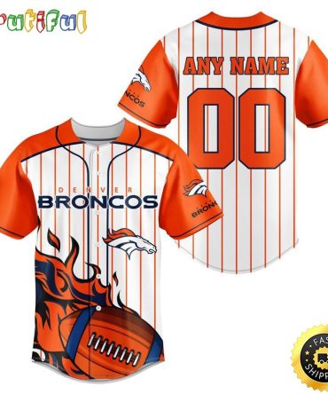 NFL Denver Broncos Baseball Jersey 3D Personalized Customization Options Available