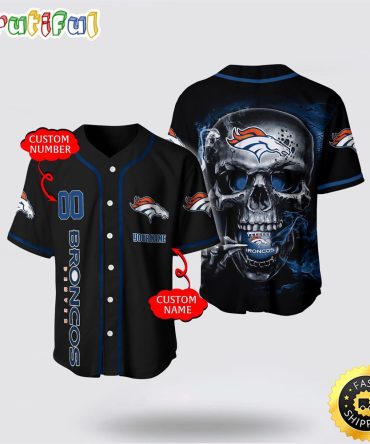 NFL Denver Broncos Baseball Jersey 3D Personalized Skull Embrace Fashion And Team Spirit