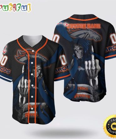 NFL Denver Broncos Baseball Jersey 3D Personalized Skull Gear Up For Game Day