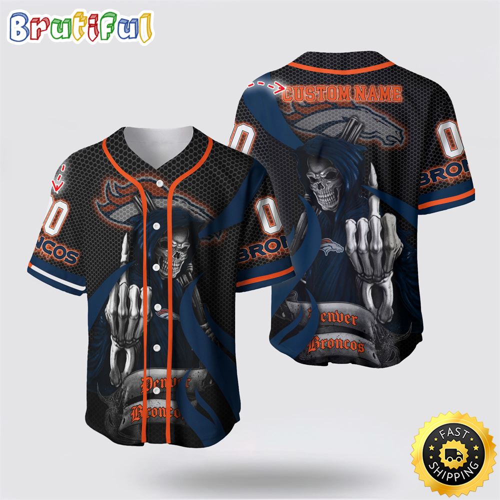 NFL Denver Broncos Baseball Jersey 3D Personalized Skull Gear Up For Game Day