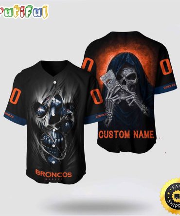 NFL Denver Broncos Baseball Jersey 3D Personalized Skull Stay Cozy And Stylish