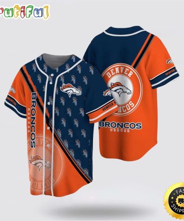 NFL Denver Broncos Baseball Jersey American Football Team Champion Symbol Black Orange Jersey Shirt