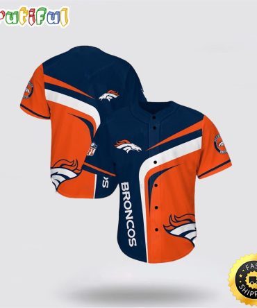NFL Denver Broncos Baseball Jersey Symbol American Football Champion Black Orange Jersey Shirt
