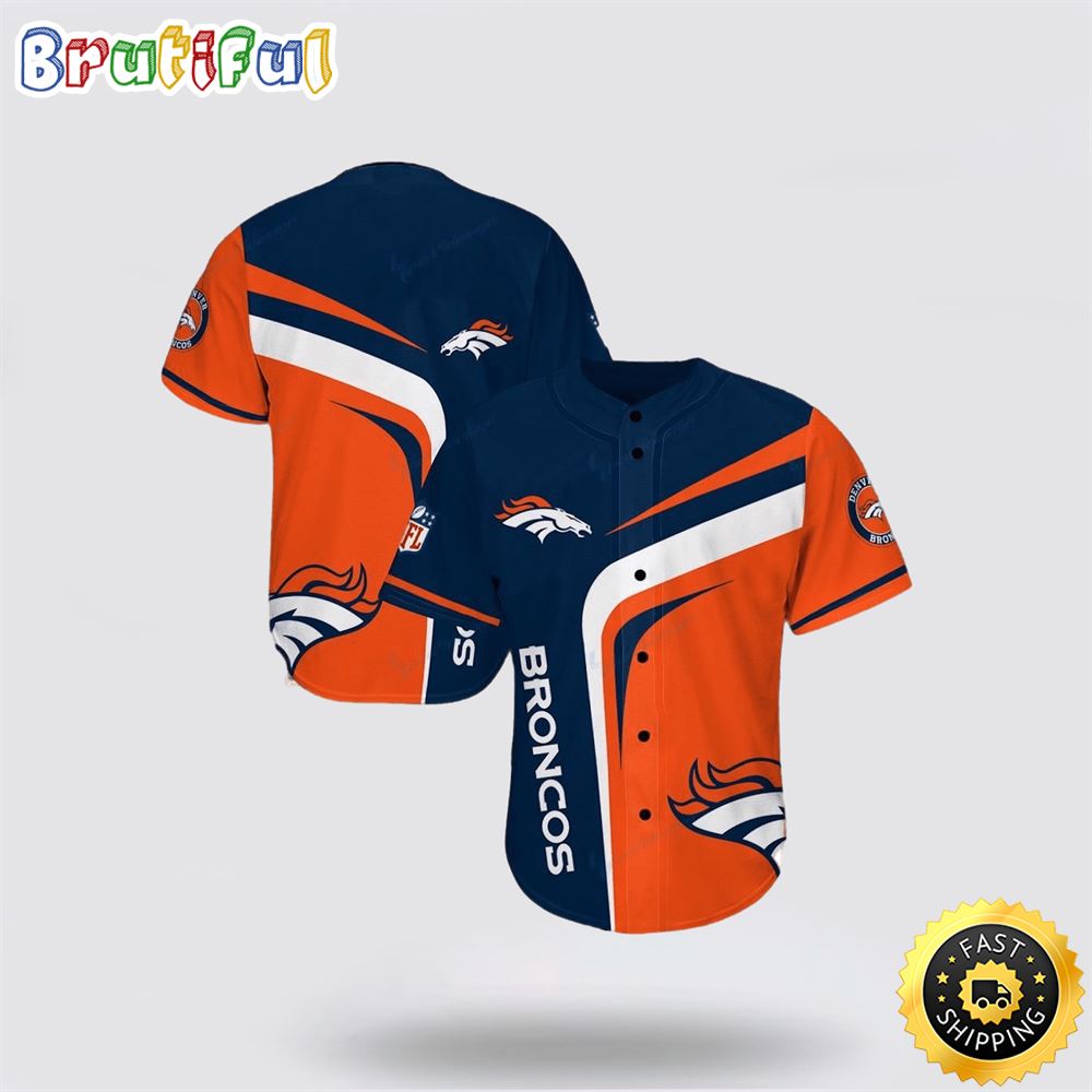 NFL Denver Broncos Baseball Jersey Symbol American Football Champion Black Orange Jersey Shirt
