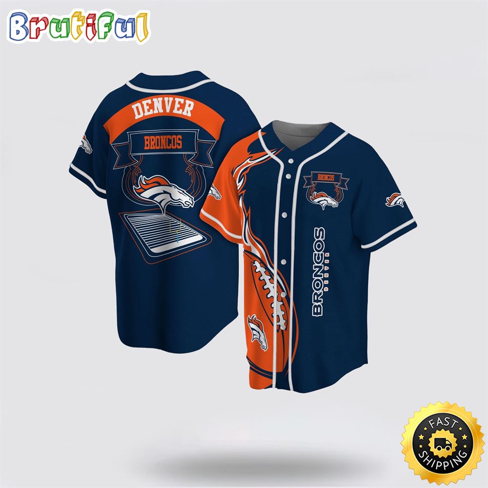 NFL Denver Broncos Baseball Jersey Symbol American Football Field Fire Rugby Ball Jersey Shirt