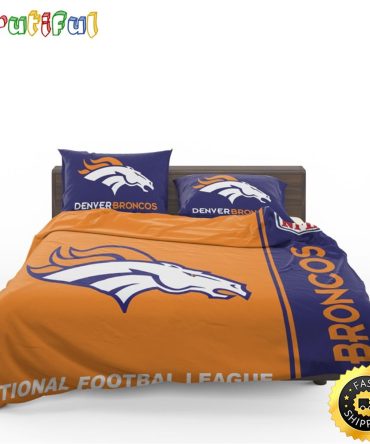 NFL Denver Broncos Orange Navy Blue Bedding Set V2
