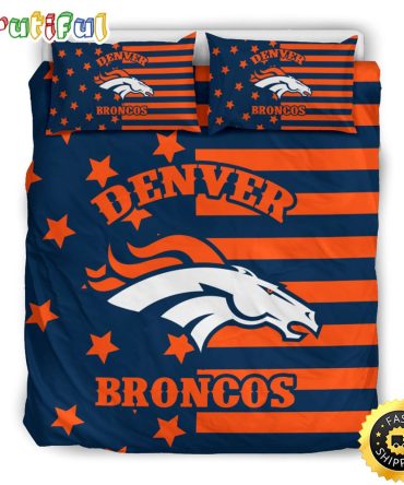 NFL Denver Broncos Orange Navy Blue Bedding Set
