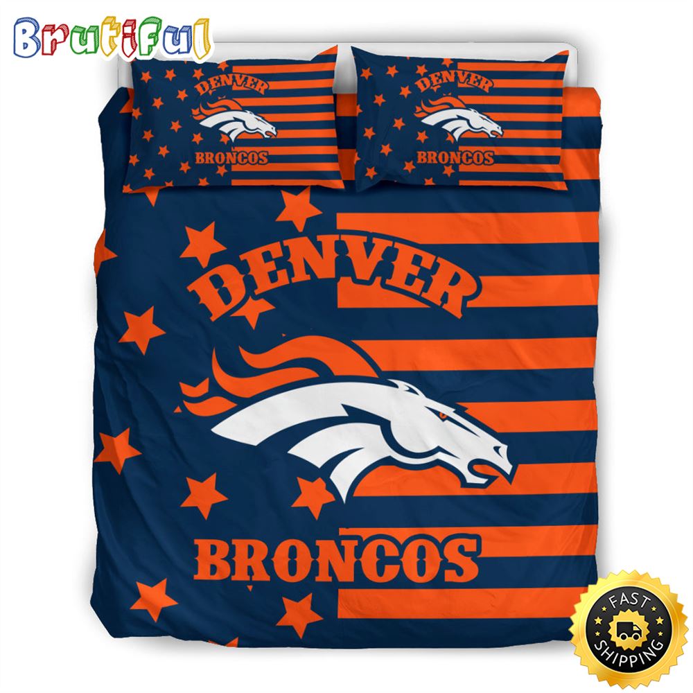 NFL Denver Broncos Orange Navy Blue Bedding Set