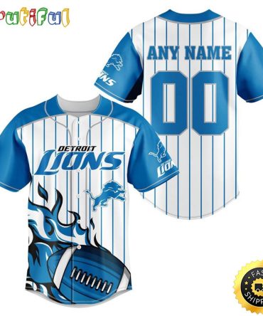 NFL Detroit Lions Baseball Jersey 3D Personalized Customization Options Available