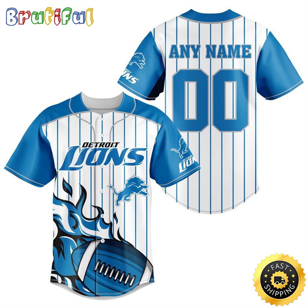 NFL Detroit Lions Baseball Jersey 3D Personalized Customization Options Available