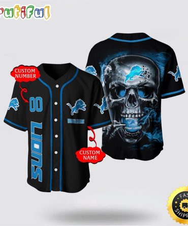 NFL Detroit Lions Baseball Jersey 3D Personalized Skull Embrace Fashion And Team Spirit