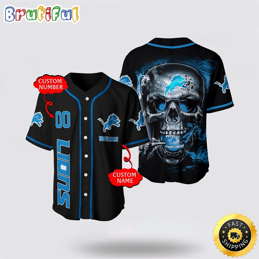NFL Detroit Lions Baseball Jersey 3D Personalized Skull Embrace Fashion And Team Spirit