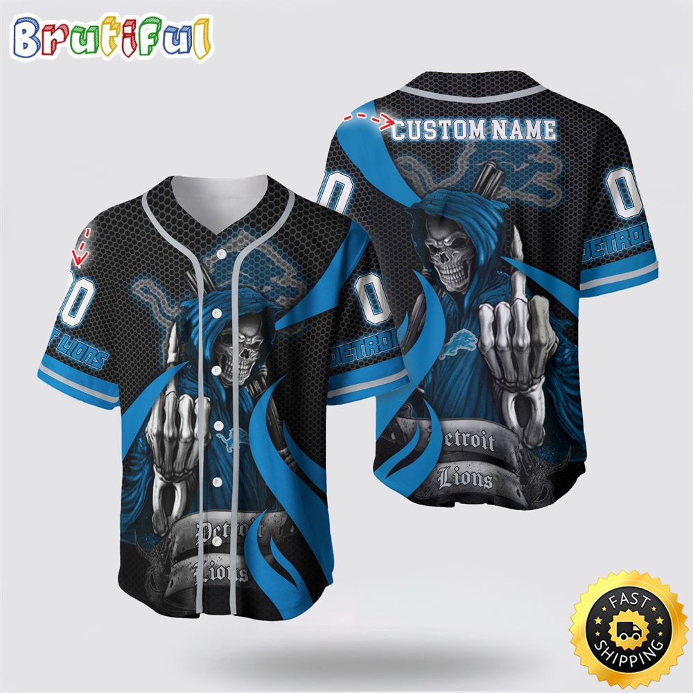 NFL Detroit Lions Baseball Jersey 3D Personalized Skull Gear Up For Game Day