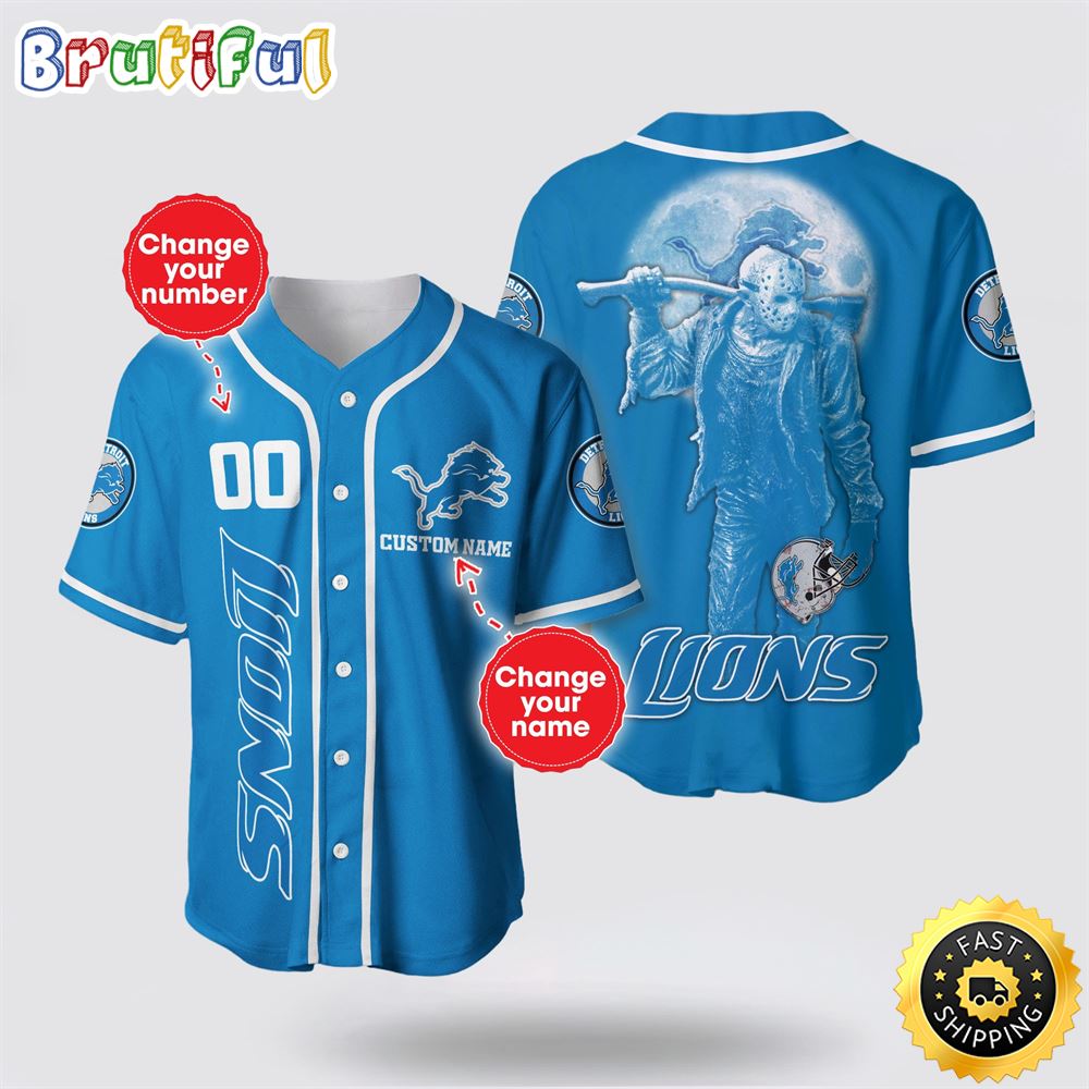 NFL Detroit Lions Baseball Jersey 3D Personalized Skull Score Big With Team Spirit