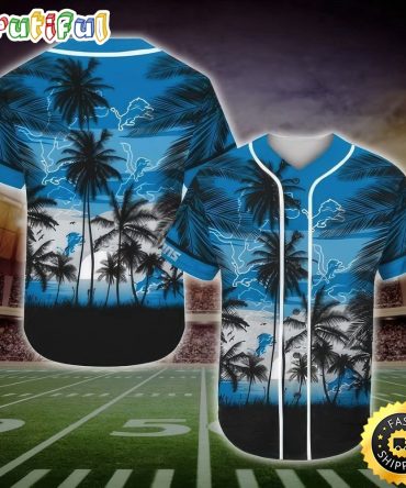 NFL Detroit Lions Baseball Jersey Shirt Palm Tree