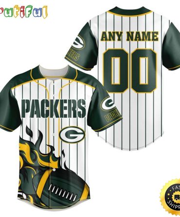 NFL Green Bay Packers Baseball Jersey 3D Personalized Customization Options Available