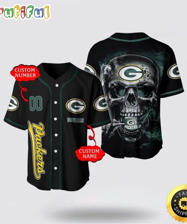NFL Green Bay Packers Baseball Jersey 3D Personalized Skull Embrace Fashion And Team Spirit