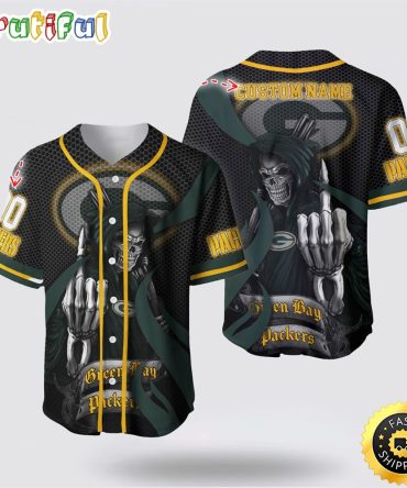 NFL Green Bay Packers Baseball Jersey 3D Personalized Skull Gear Up For Game Day