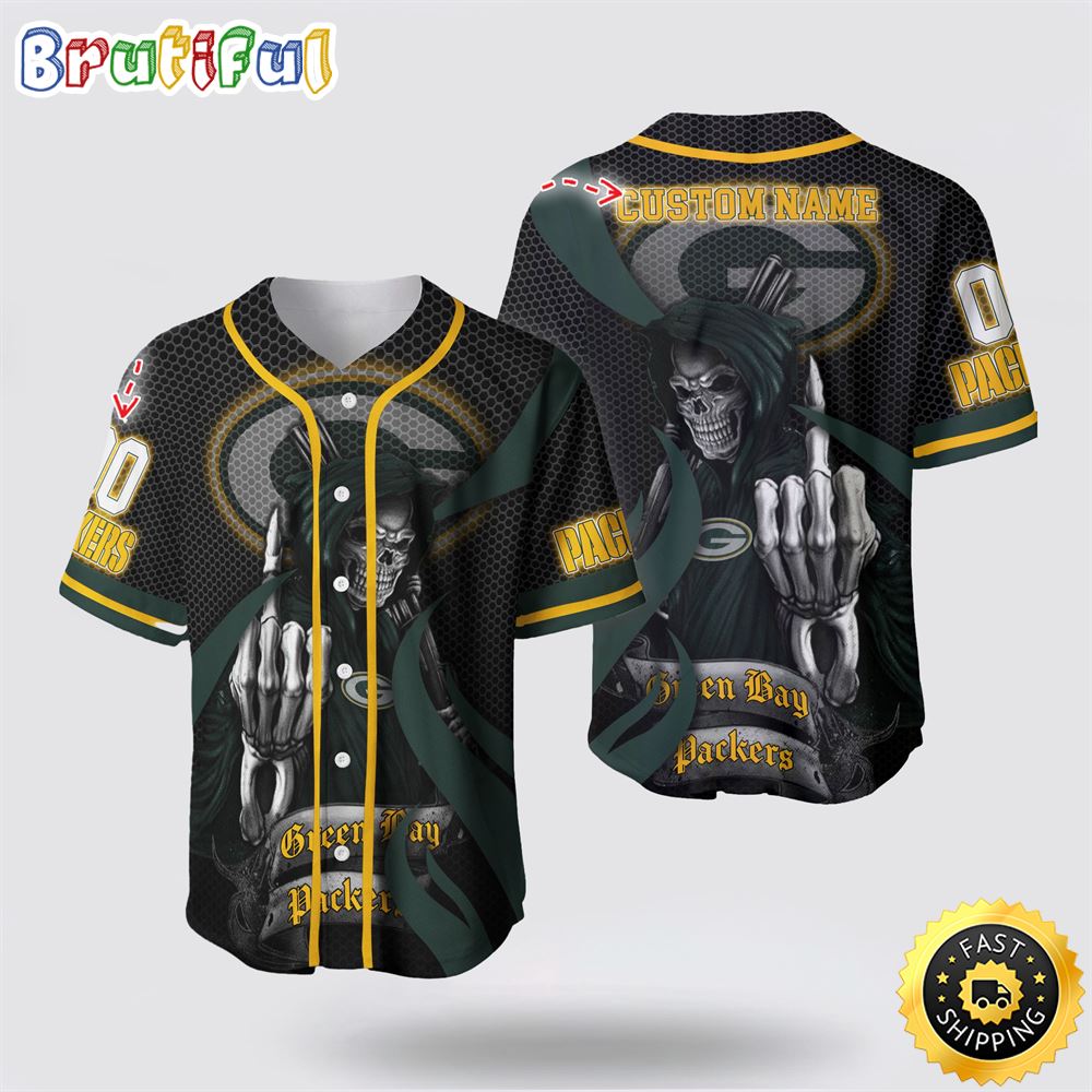 NFL Green Bay Packers Baseball Jersey 3D Personalized Skull Gear Up For Game Day