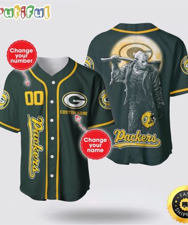 NFL Green Bay Packers Baseball Jersey 3D Personalized Skull Score Big With Team Spirit