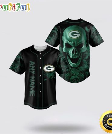 NFL Green Bay Packers Baseball Jersey 3D Personalized Skull Top Quality Fan Apparel