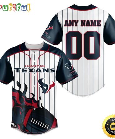 NFL Houston Texans Baseball Jersey 3D Personalized Customization Options Available