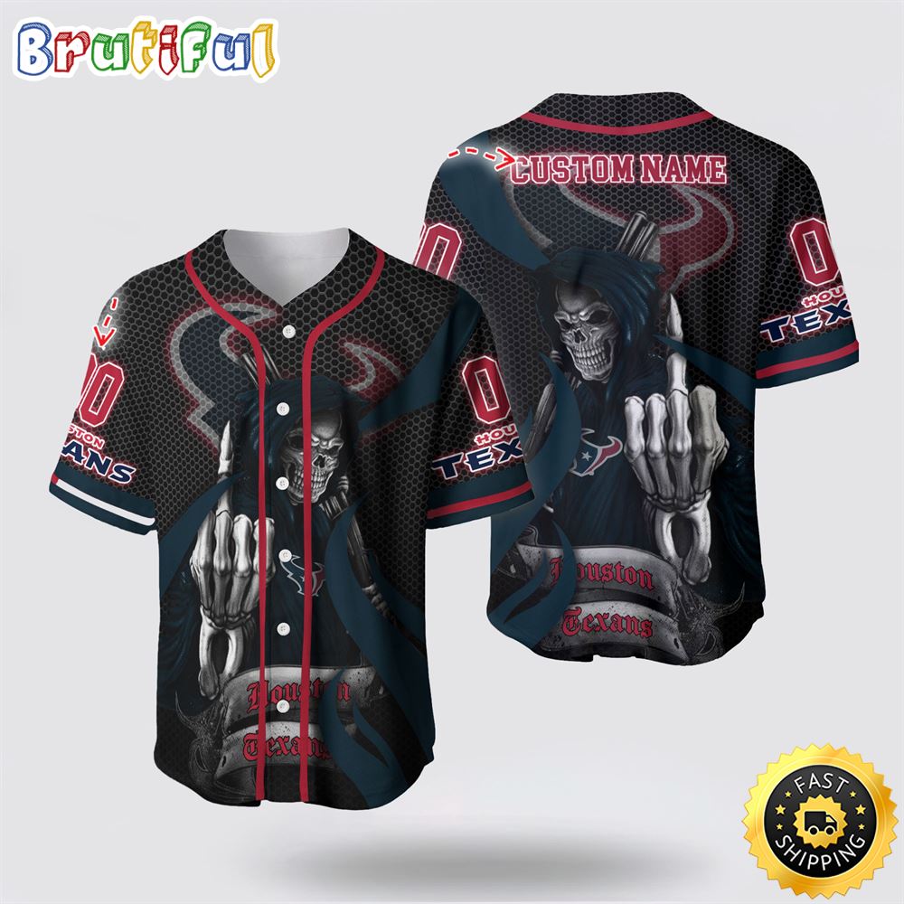 NFL Houston Texans Baseball Jersey 3D Personalized Skull Gear Up For Game Day