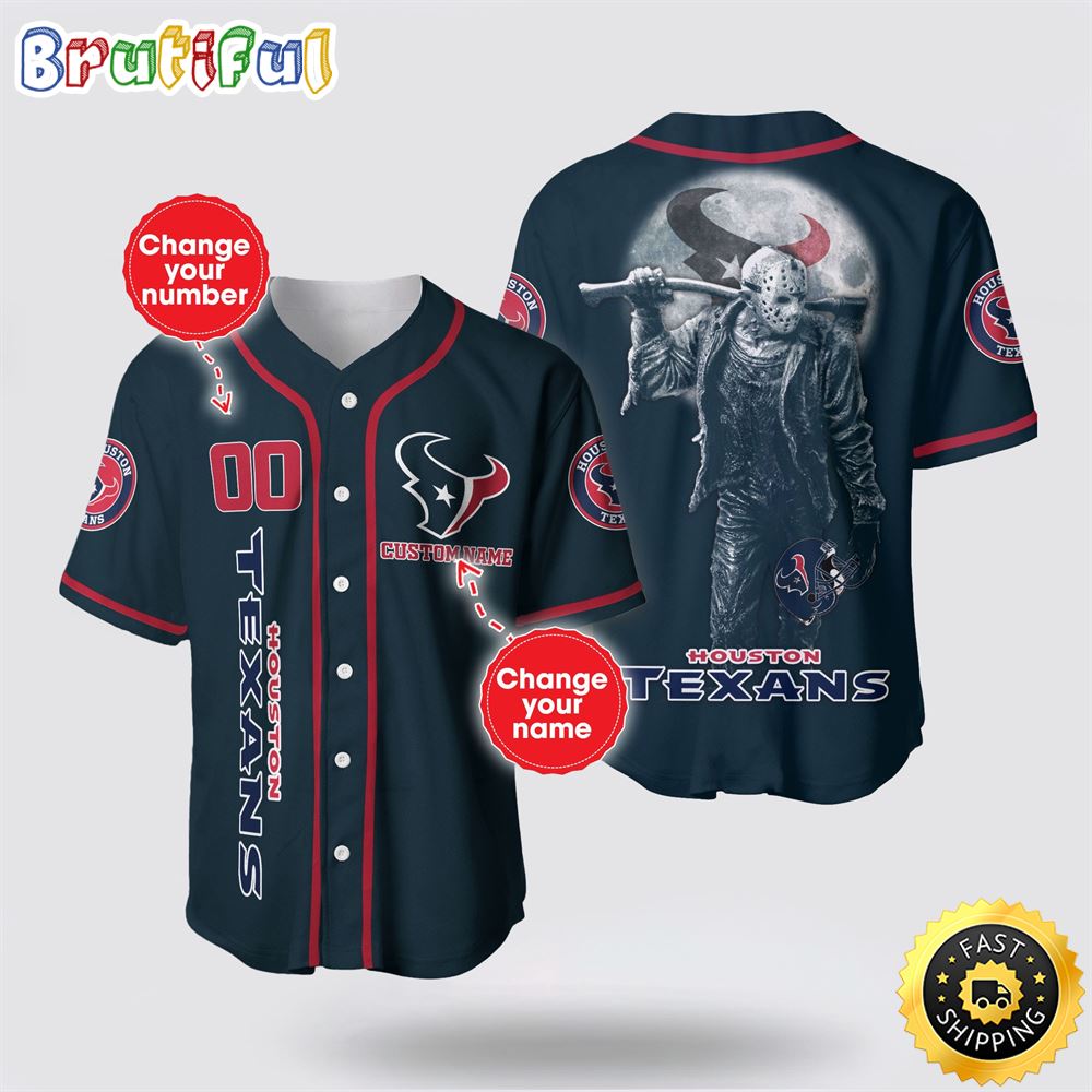 NFL Houston Texans Baseball Jersey 3D Personalized Skull Score Big With Team Spirit
