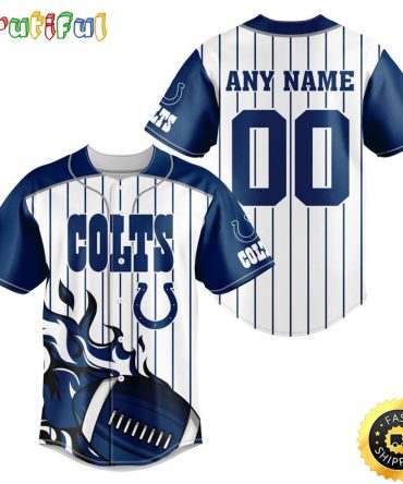 NFL Indianapolis Colts Baseball Jersey 3D Personalized Customization Options Available